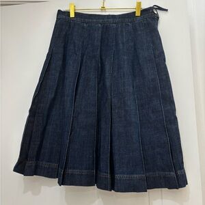 Weekend Max Mara Pleated Denim Skirt NWT Contrast Pleats A-Line Size 6